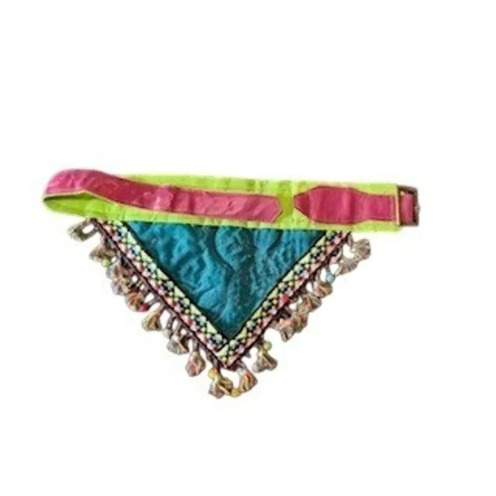 Waf Waf Multicolor Geometric Dog‎ Bandana Boho Tassel Pet Scarf NWOT